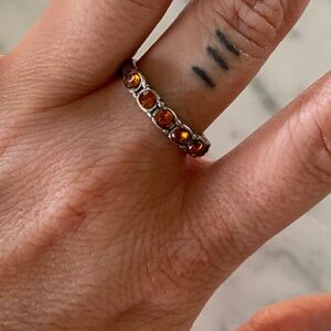 Silver and Orange Women's Ring